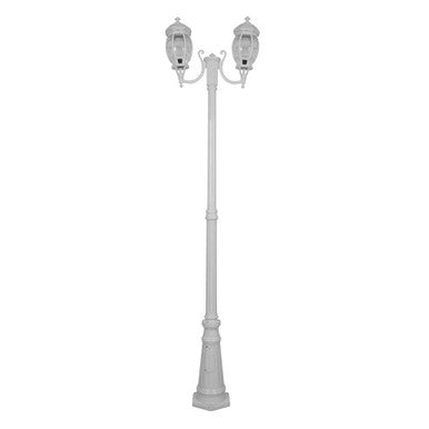 GT-1044 Vienna Twin Head Curved Arms Tall Post - Powder Coated Finish / B22 - White