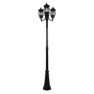 GT-1045 Vienna Three Head Curved Arm Tall Post - Powder Coated Finish / B22 - Black