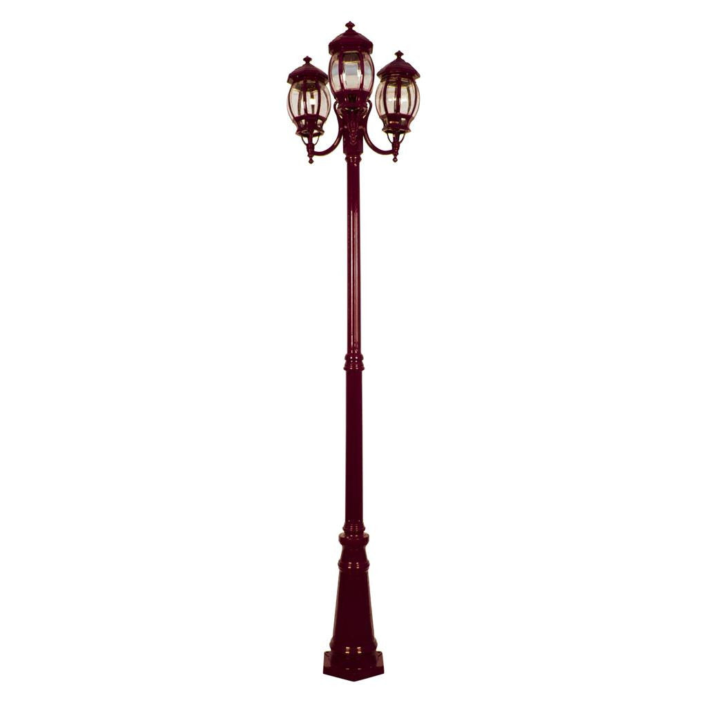 GT-1045 Vienna Three Head Curved Arm Tall Post - Powder Coated Finish / B22 - Burgundy
