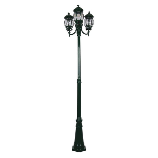 GT-1045 Vienna Three Head Curved Arm Tall Post - Powder Coated Finish / B22 - Green