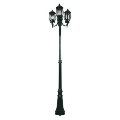 GT-1045 Vienna Three Head Curved Arm Tall Post - Powder Coated Finish / B22 - Green