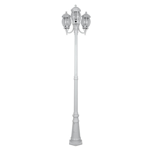 GT-1045 Vienna Three Head Curved Arm Tall Post - Powder Coated Finish / B22 - White