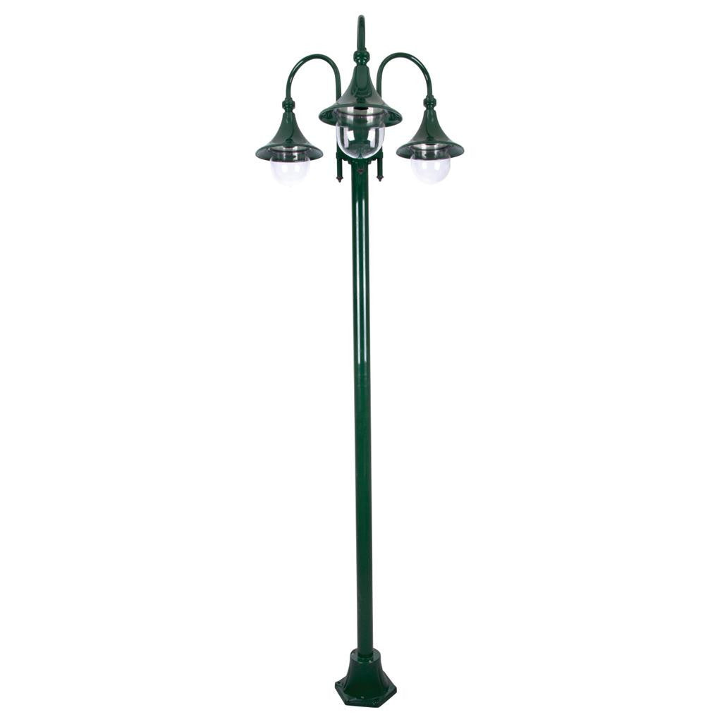GT-1064 Monaco Triple Head Tall Plain Post - Powder Coated Finish / E27 - Green