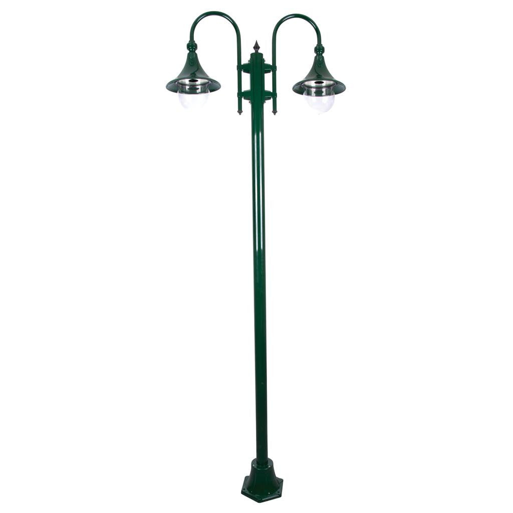 GT-1066 Monaco Twin Head Plain Post - Powder Coated Finish / E27 - Green