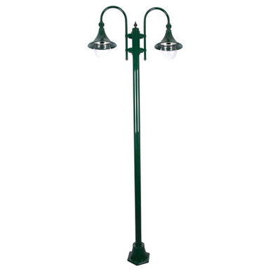GT-1066 Monaco Twin Head Plain Post - Powder Coated Finish / E27 - Green