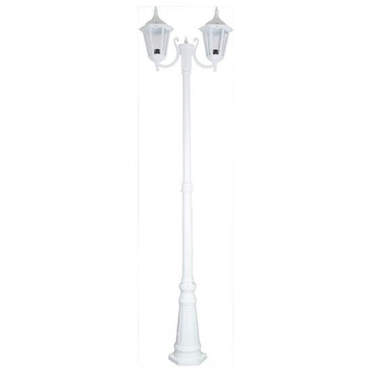 GT-1077 Chester Twin Head Curved Arm Tall Post Light - Powder Coated Finish / B22 - White
