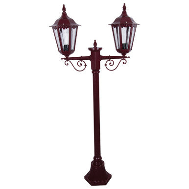 GT-135 Chester Twin Head Short Post Light - Powder Coated Finish / B22 - Burgundy