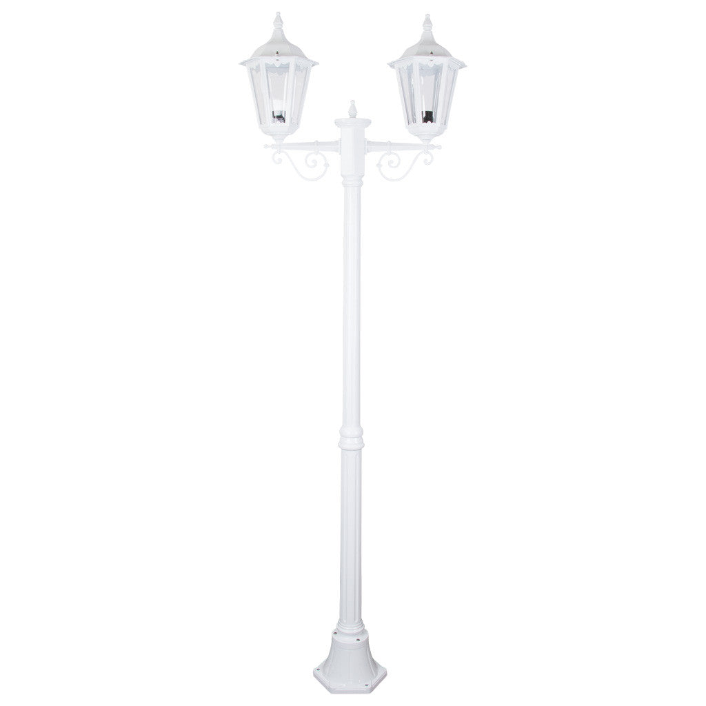GT-137 Chester Twin Head Medium Post Light - Powder Coated Finish / B22 - White