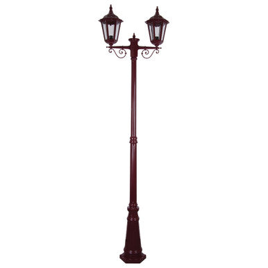 GT-140 Chester Twin Head Tall Post Light - Powder Coated Finish / B22 - Burgundy
