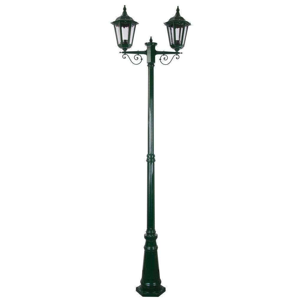 GT-140 Chester Twin Head Tall Post Light - Powder Coated Finish / B22 - Green