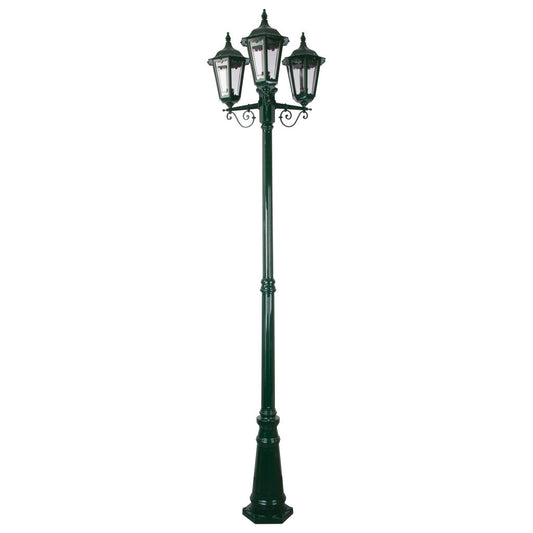 GT-142 Chester Three Head Tall Post Light - Powder Coated Finish / B22 - Green