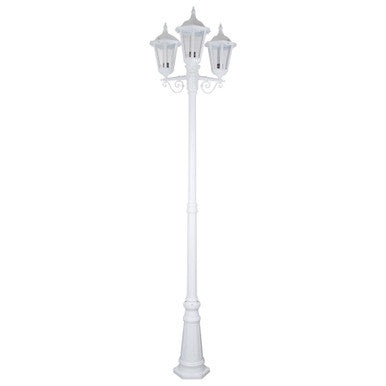 GT-142 Chester Three Head Tall Post Light - Powder Coated Finish / B22 - White