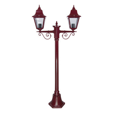 GT-235 Paris Twin Head Short Post Light - Powder Coated Finish / B22 - Burgundy