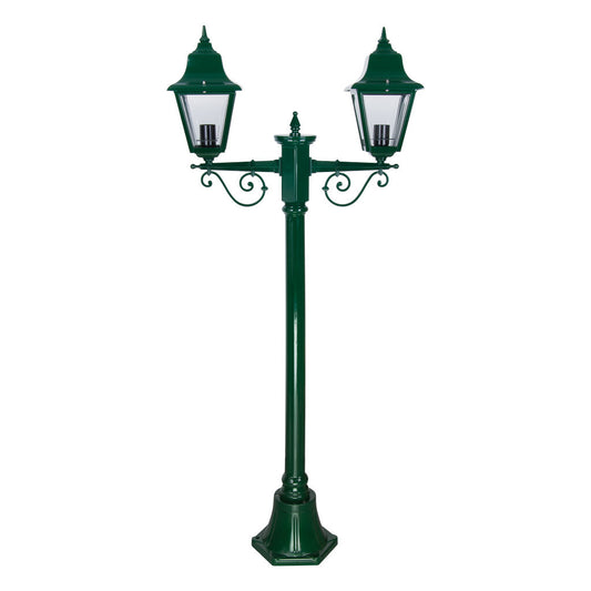 GT-235 Paris Twin Head Short Post Light - Powder Coated Finish / B22 - Green