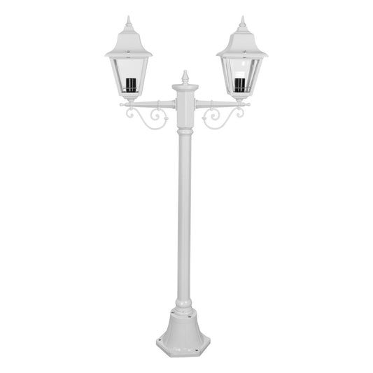 GT-235 Paris Twin Head Short Post Light - Powder Coated Finish / B22 - White