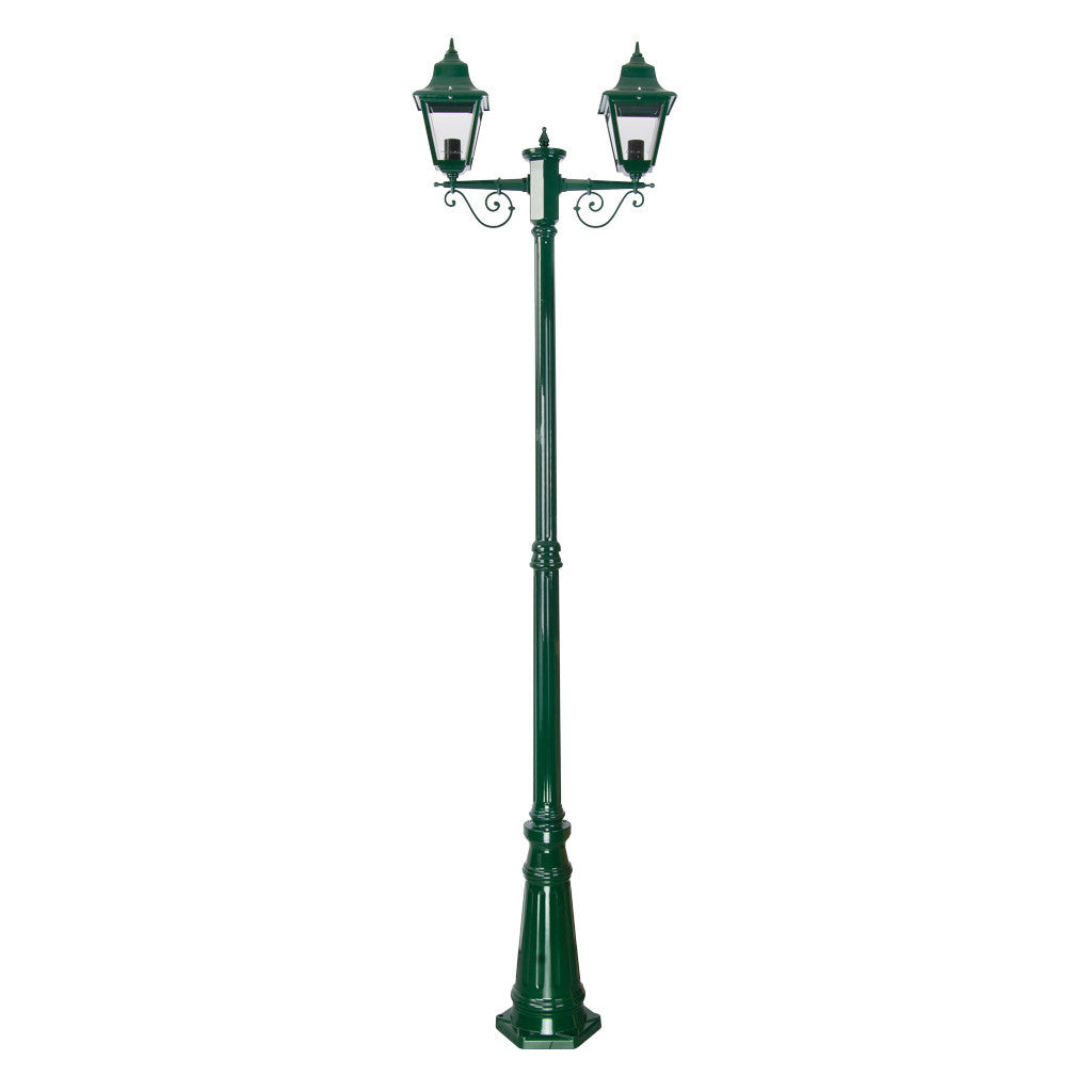GT-240 Paris Twin Head Tall Post Light - Powder Coated Finish / B22 - Green