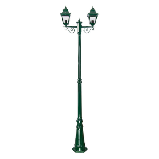 GT-240 Paris Twin Head Tall Post Light - Powder Coated Finish / B22 - Green