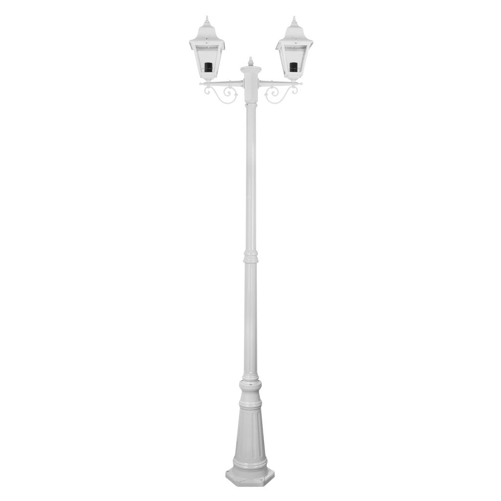 GT-240 Paris Twin Head Tall Post Light - Powder Coated Finish / B22 - White