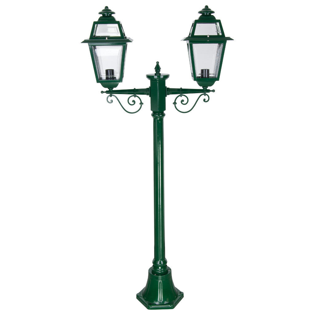 GT-275 Avignon Twin Head Short Post Light - Powder Coated Finish / B22 - Green