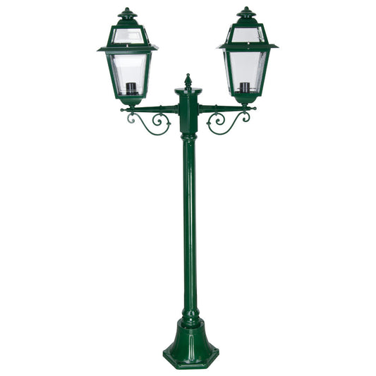 GT-275 Avignon Twin Head Short Post Light - Powder Coated Finish / B22 - Green