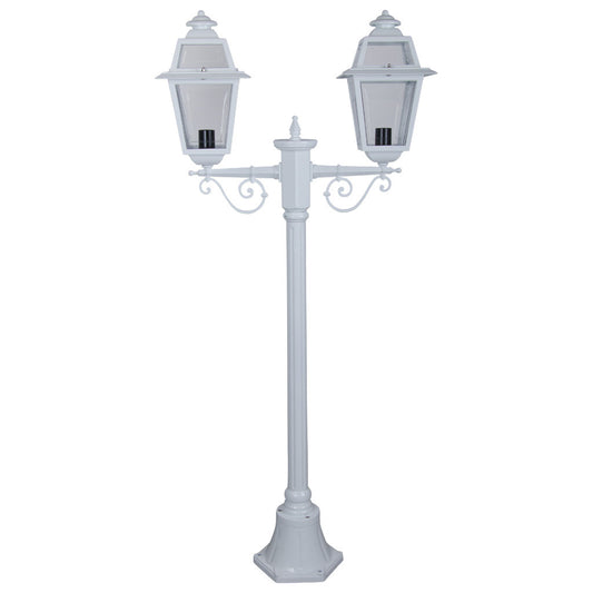 GT-275 Avignon Twin Head Short Post Light - Powder Coated Finish / B22 - White