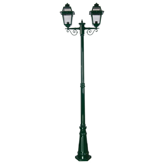 GT-280 Avignon Twin Head Tall Post Light - Powder Coated Finish / B22 - Green