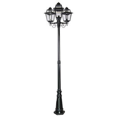 GT-282 Avignon Triple Head Tall Post Light - Powder Coated Finish / B22 BLACK