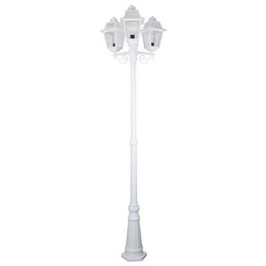 GT-282 Avignon Triple Head Tall Post Light - Powder Coated Finish / B22 - White
