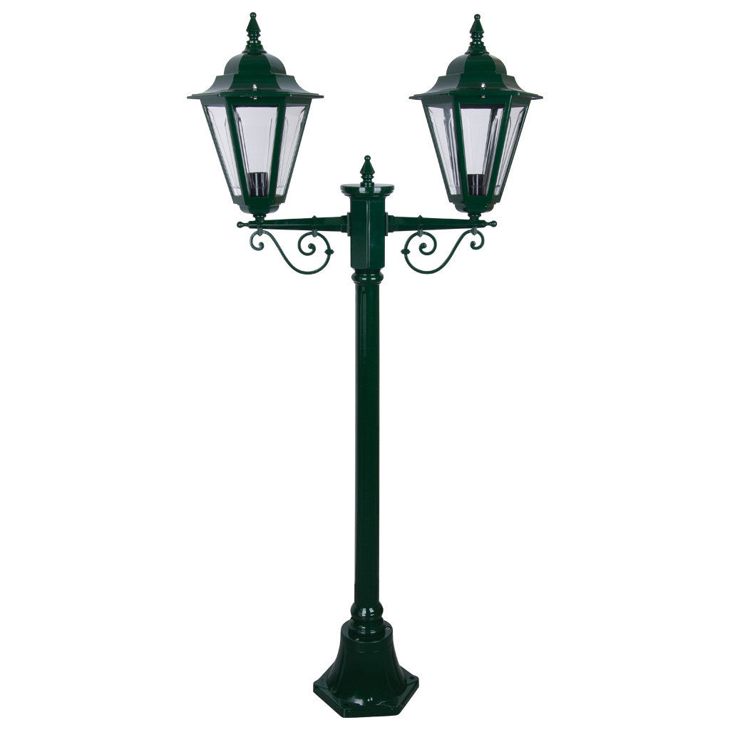 GT-425 Turin Twin Head Short Post Light - Powder Coated Finish / B22 - Green