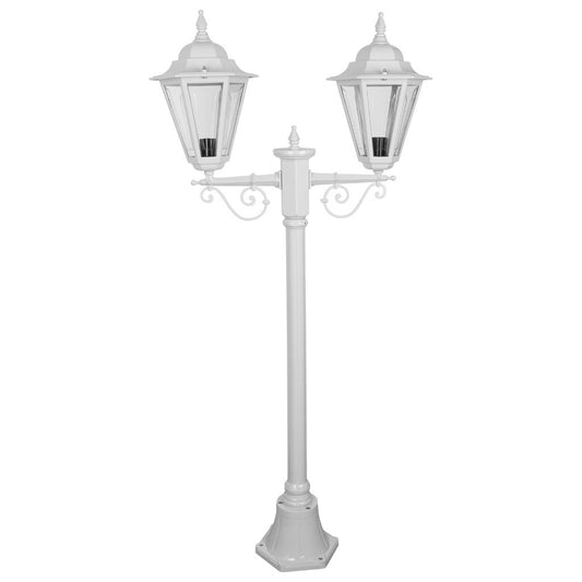 GT-425 Turin Twin Head Short Post Light - Powder Coated Finish / B22 - White