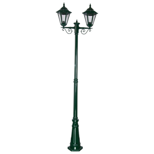 GT-430 Turin Twin Head Tall Post Light - Powder Coated Finish / B22 - Green