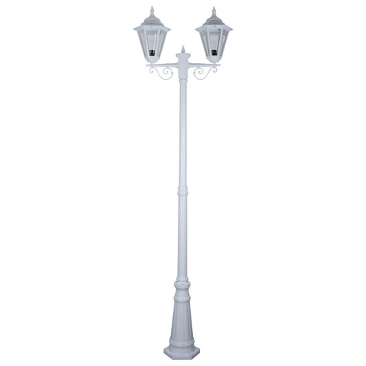 GT-430 Turin Twin Head Tall Post Light - Powder Coated Finish / B22 - White