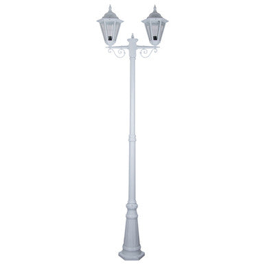 GT-430 Turin Twin Head Tall Post Light - Powder Coated Finish / B22 - White