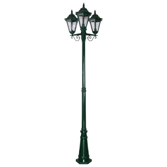 GT-432 Turin Triple Head Tall Post Light - Powder Coated Finish / B22 - Green