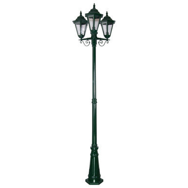 GT-432 Turin Triple Head Tall Post Light - Powder Coated Finish / B22 - Green