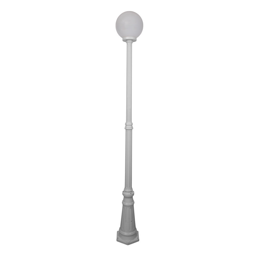 GT-557 Siena 25cm Sphere Tall Post - Powder Coated Finish / E27 - White