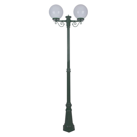 GT-560 Siena Twin 25cm Spheres Tall Post - Powder Coated Finish / E27 - Green