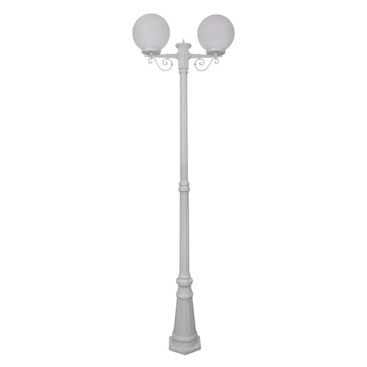 GT-560 Siena Twin 25cm Spheres Tall Post - Powder Coated Finish / E27 - White