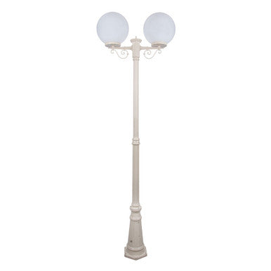 GT-561 Siena Twin 30cm Spheres Tall Post - Powder Coated Finish / E27 - Beige