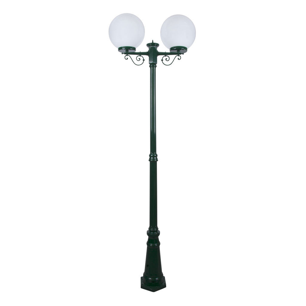 GT-561 Siena Twin 30cm Spheres Tall Post - Powder Coated Finish / E27 - Green