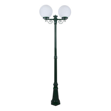 GT-561 Siena Twin 30cm Spheres Tall Post - Powder Coated Finish / E27 - Green
