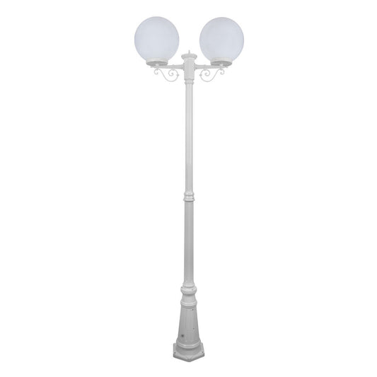 GT-561 Siena Twin 30cm Spheres Tall Post - Powder Coated Finish / E27 - White