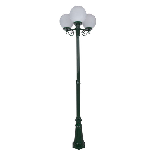 GT-562 Siena Triple 25cm Spheres Tall Post - Powder Coated Finish / E27 - Green