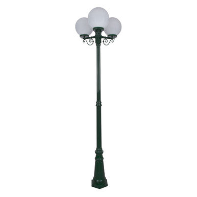 GT-562 Siena Triple 25cm Spheres Tall Post - Powder Coated Finish / E27 - Green