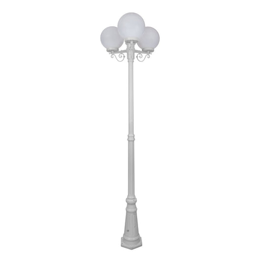 GT-562 Siena Triple 25cm Spheres Tall Post - Powder Coated Finish / E27 - White