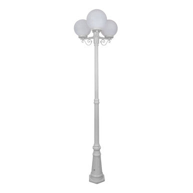 GT-562 Siena Triple 25cm Spheres Tall Post - Powder Coated Finish / E27 - White