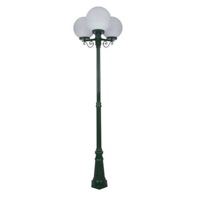 GT-563 Siena Triple 30cm Spheres Tall Post - Powder Coated Finish / E27 - Green