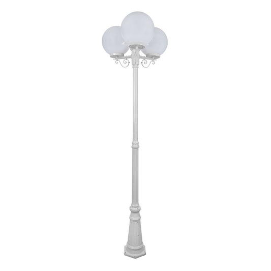 GT-563 Siena Triple 30cm Spheres Tall Post - Powder Coated Finish / E27 - White