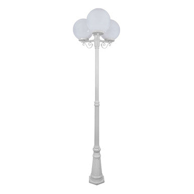 GT-563 Siena Triple 30cm Spheres Tall Post - Powder Coated Finish / E27 - White