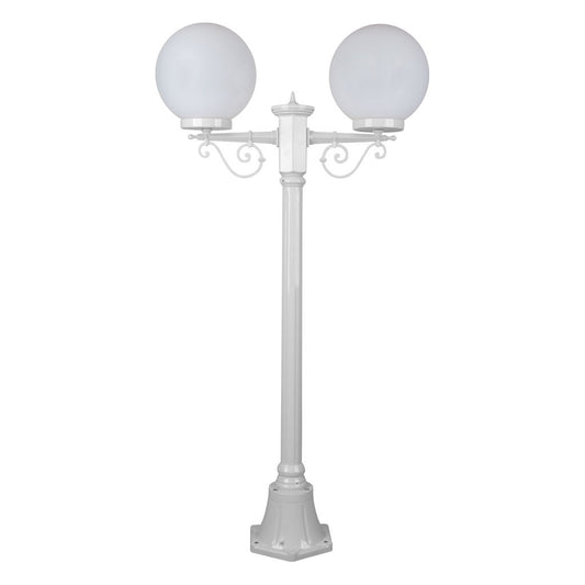 GT-567 Siena Twin 25cm Spheres Short Post - Powder Coated Finish / E27 - White